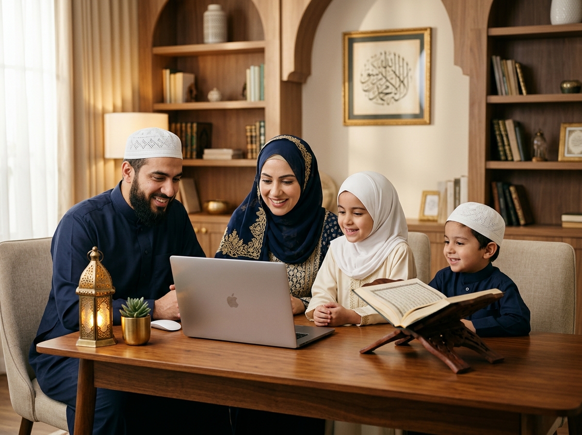 Loving Muslim Family Learning Quran Online with Al-Azhar Scholar at Wird Academy